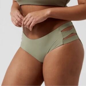 NWT Athleta Palm Swim Bikini bottoms Boyshort eucalyptus Olive Green XS